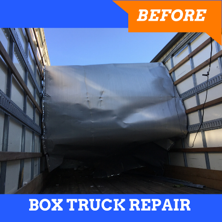 Second box truck before repair