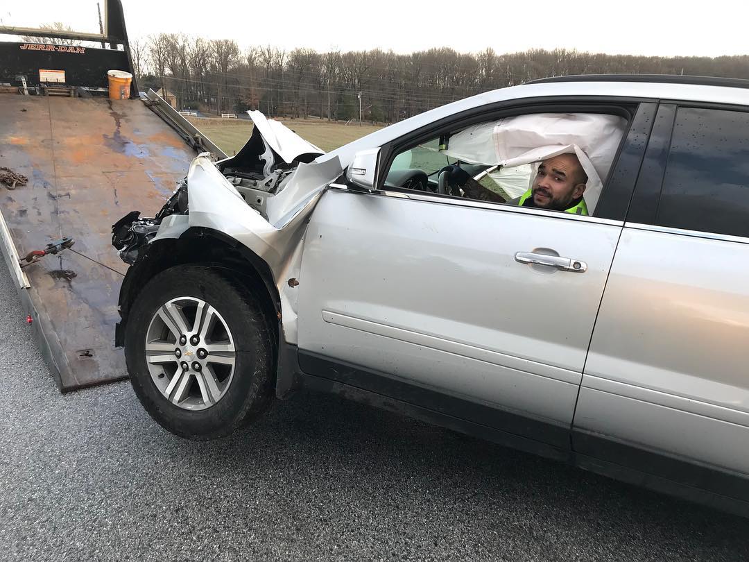 Car loaded for towing